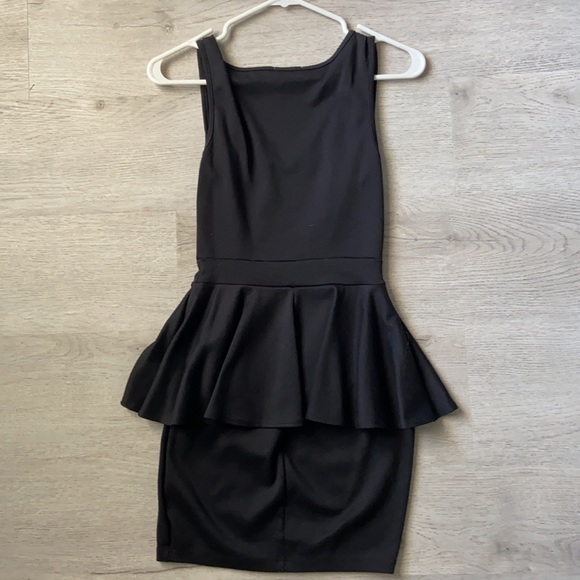 Black Peplum Mini Dress Size Small - Picture 2 of 2
